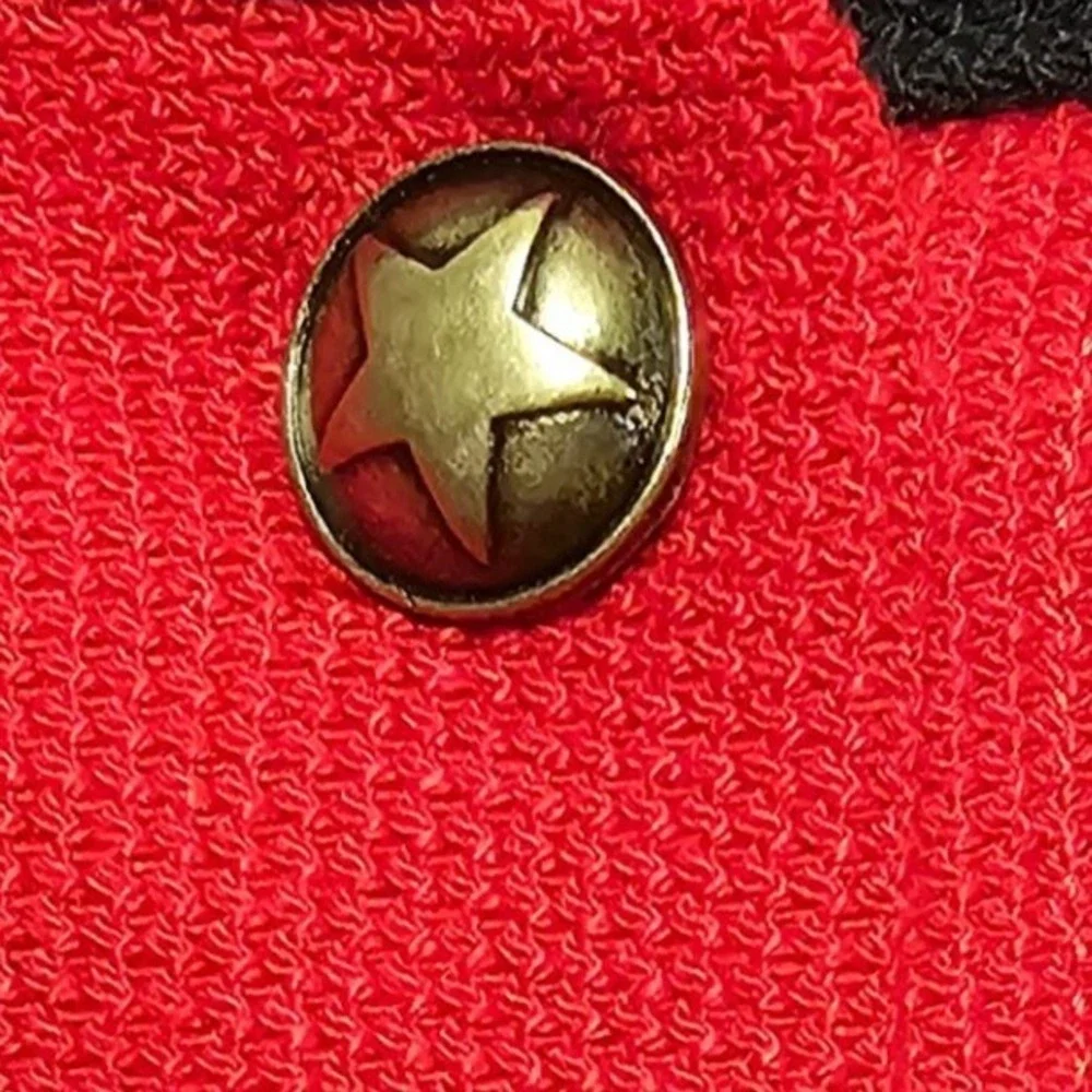 Vintage Banks‎ 1X Red Patriotic Cardigan Sweater Stars USA Flag Embroidered EUC